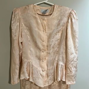 100% Silk 2-piece peach skirt and top